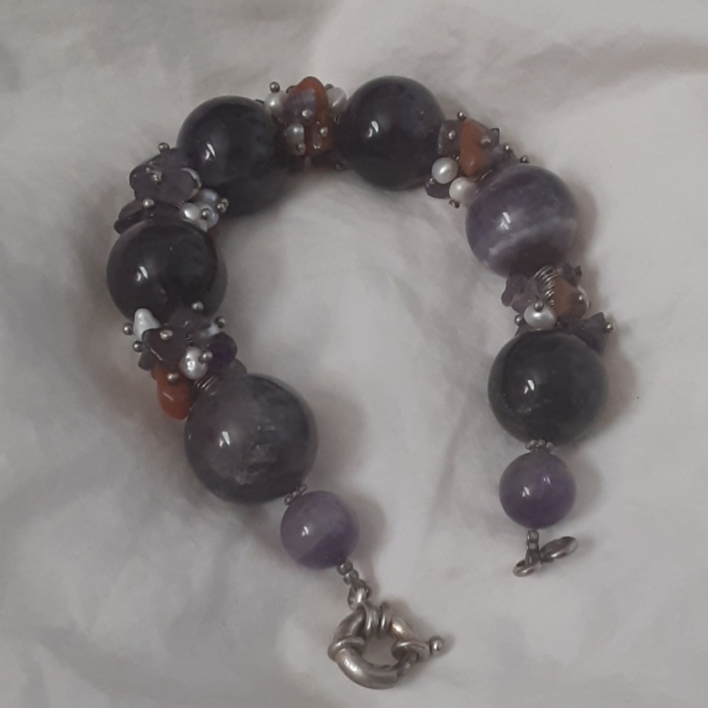 Genuine Amethyst Chunky Bracelet